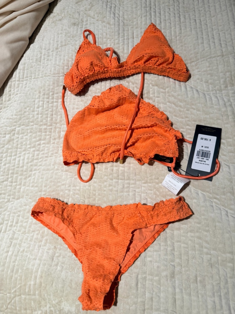 Vix Orange/ Salmon 3 piece Bikini Set: 1 bottom with 2 tops NWT